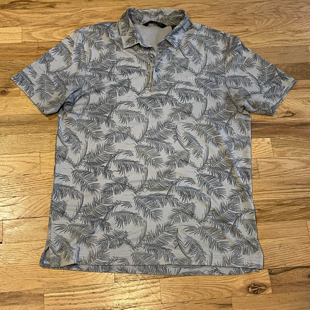 Travis Mathew Gray Leaf Print Polo Shirt - Picture 5 of 9